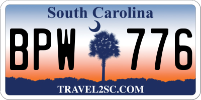 SC license plate BPW776