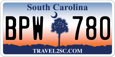 SC license plate BPW780