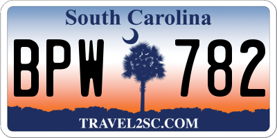 SC license plate BPW782