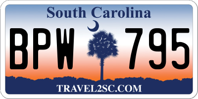 SC license plate BPW795