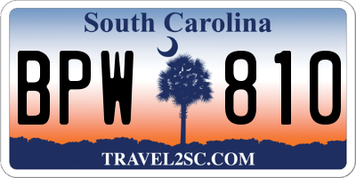 SC license plate BPW810