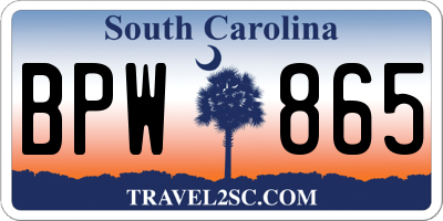SC license plate BPW865