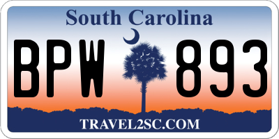 SC license plate BPW893