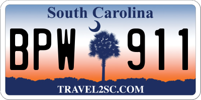 SC license plate BPW911