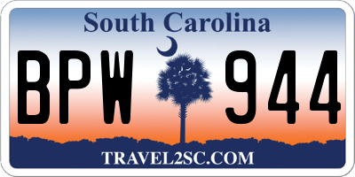 SC license plate BPW944