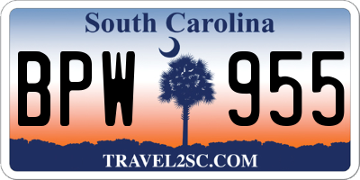 SC license plate BPW955