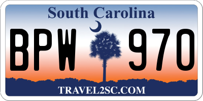 SC license plate BPW970