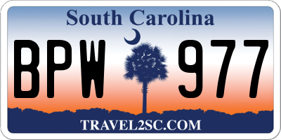SC license plate BPW977