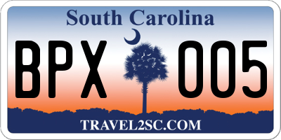 SC license plate BPX005