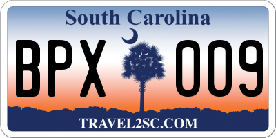 SC license plate BPX009