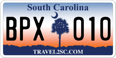 SC license plate BPX010