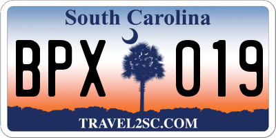 SC license plate BPX019