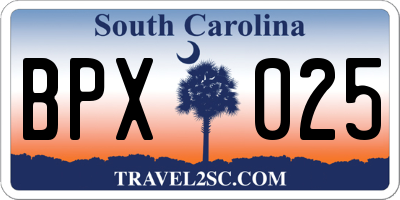SC license plate BPX025