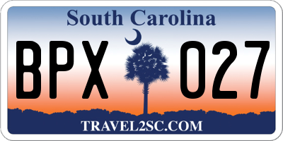 SC license plate BPX027