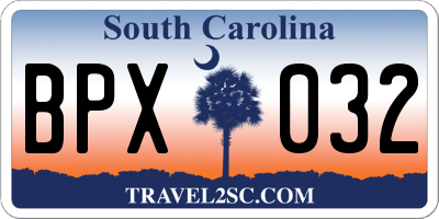 SC license plate BPX032
