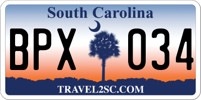 SC license plate BPX034