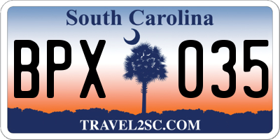 SC license plate BPX035