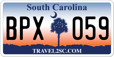 SC license plate BPX059