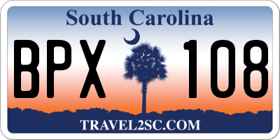 SC license plate BPX108