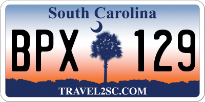 SC license plate BPX129