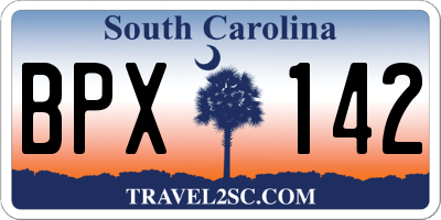 SC license plate BPX142