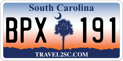 SC license plate BPX191