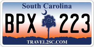SC license plate BPX223
