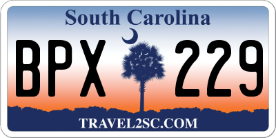 SC license plate BPX229