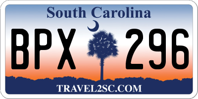 SC license plate BPX296