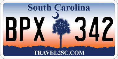 SC license plate BPX342