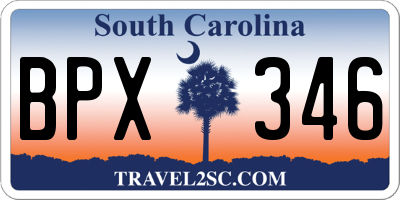 SC license plate BPX346