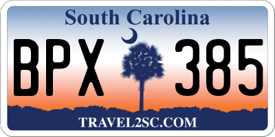 SC license plate BPX385