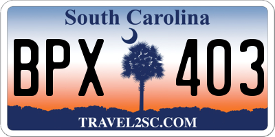 SC license plate BPX403