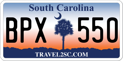 SC license plate BPX550