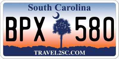 SC license plate BPX580