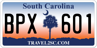 SC license plate BPX601