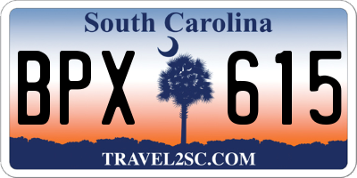 SC license plate BPX615