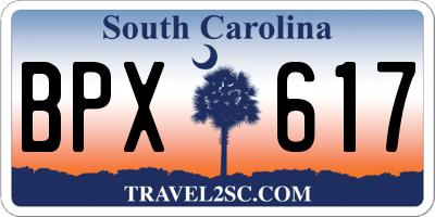 SC license plate BPX617