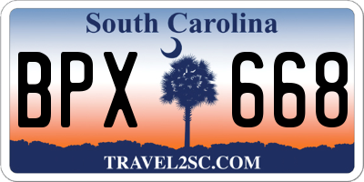 SC license plate BPX668