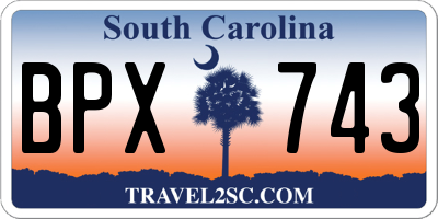 SC license plate BPX743