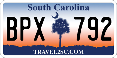 SC license plate BPX792