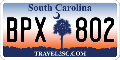 SC license plate BPX802