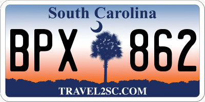 SC license plate BPX862