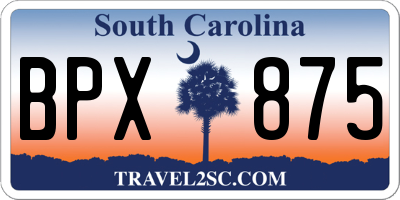 SC license plate BPX875