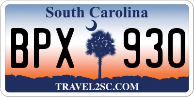 SC license plate BPX930