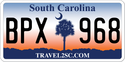 SC license plate BPX968
