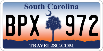 SC license plate BPX972