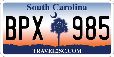 SC license plate BPX985