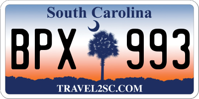 SC license plate BPX993