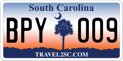 SC license plate BPY009